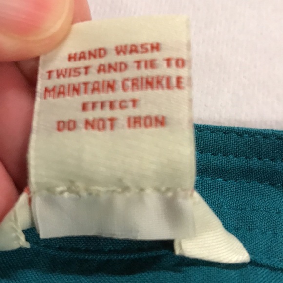 Sundance tunic blouse M green crinkle pin tuck long sleeve rayon popover office - Picture 6 of 10